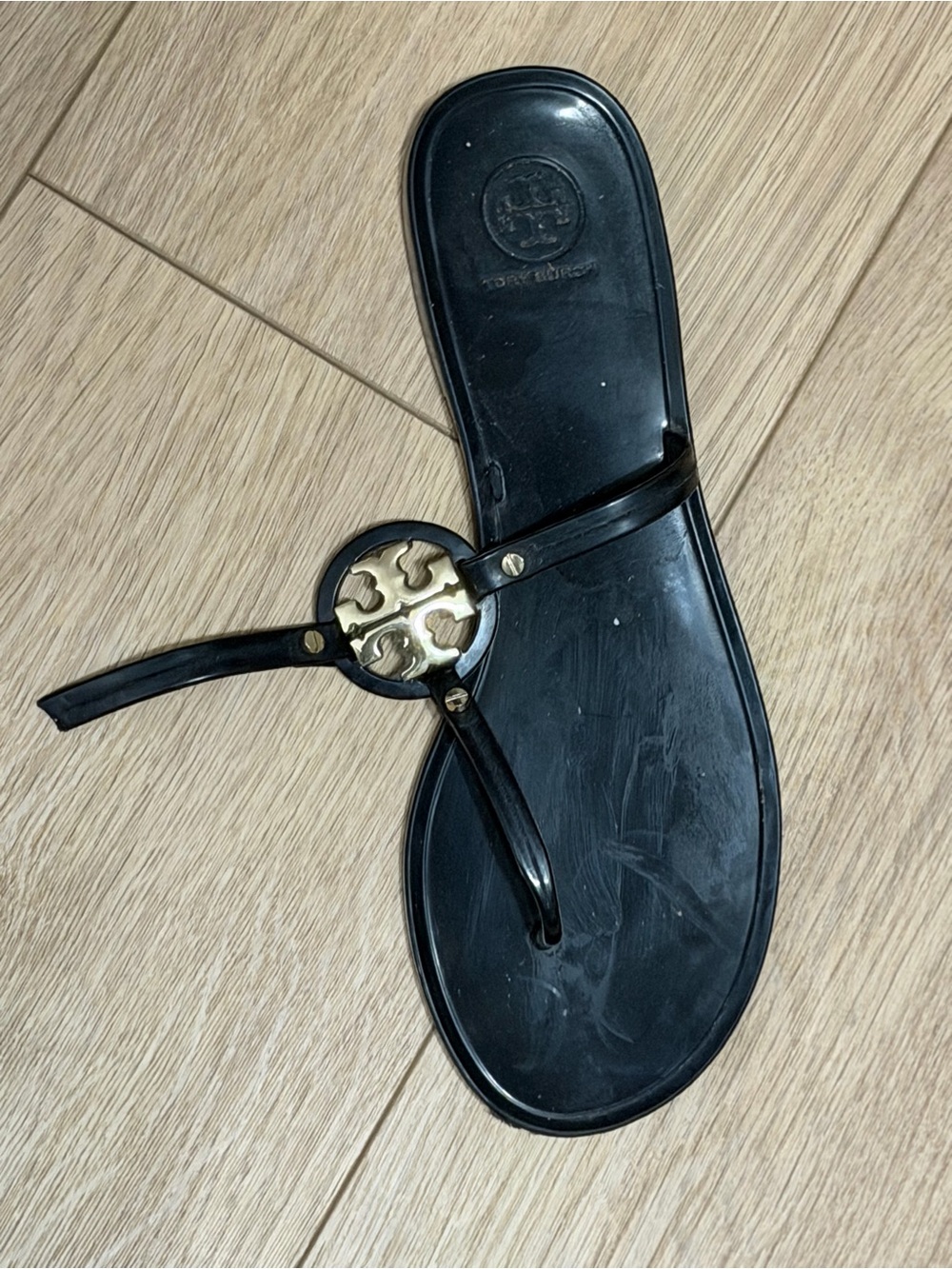 Tory Burch Navy/Black Logo Jelly Thong Sandals - Picture 5 of 7